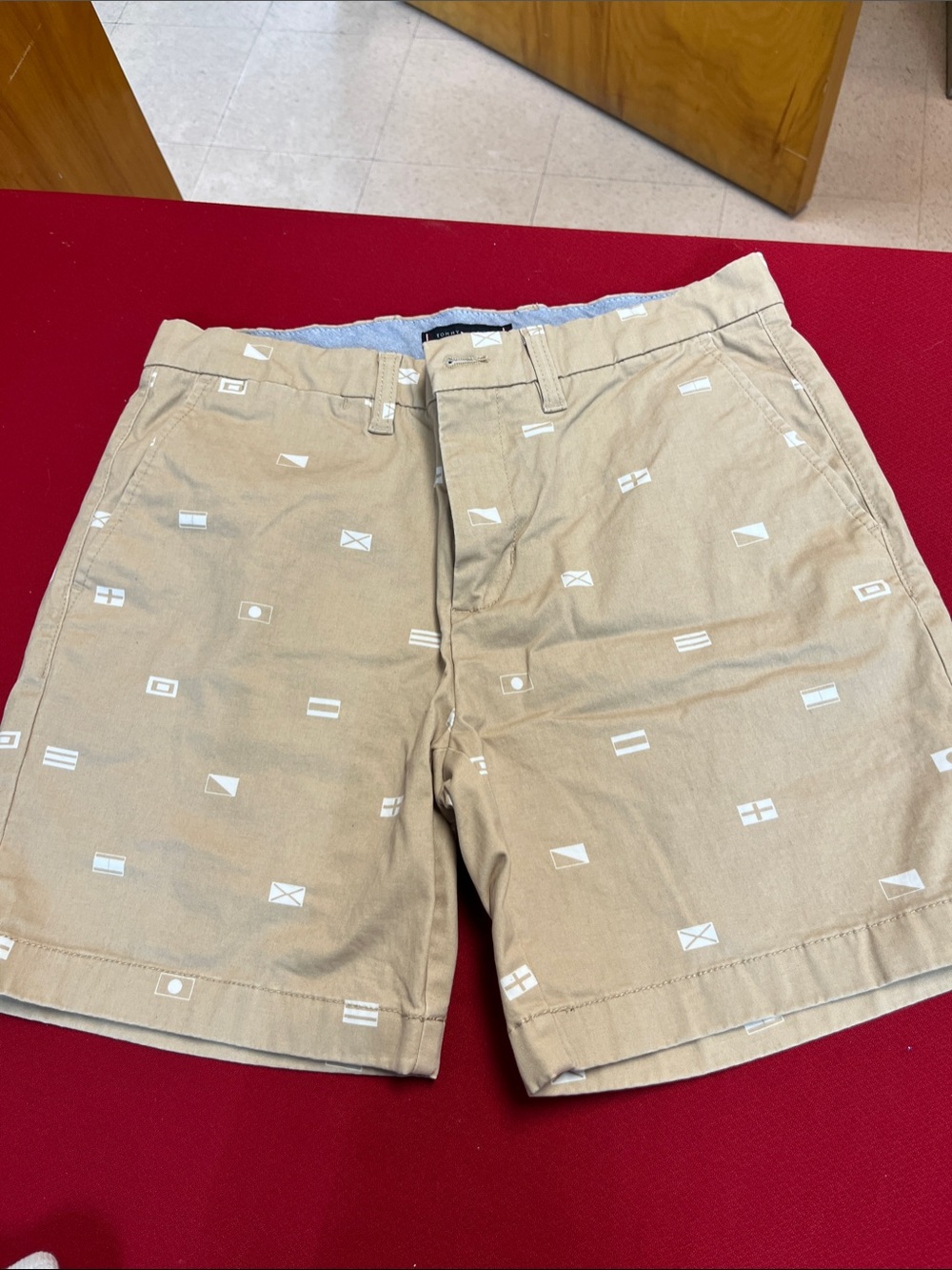 Tommy Hilfiger Khaki Shorts with White Signal Print